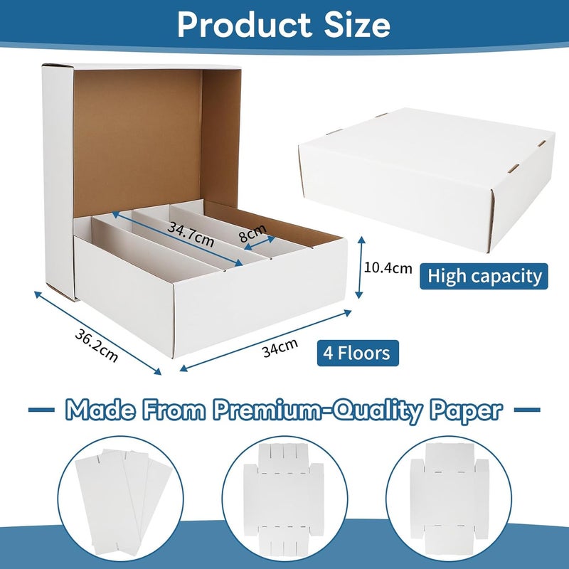HIMOMO Trading Card Storage Box 3120 Count Collector Cards Box White Sports Card Storage Boxes Card Sorting Tray Cases Cards Collection Trading Cards Box for Soccer Basketball Cards(6 Set) - Image 2